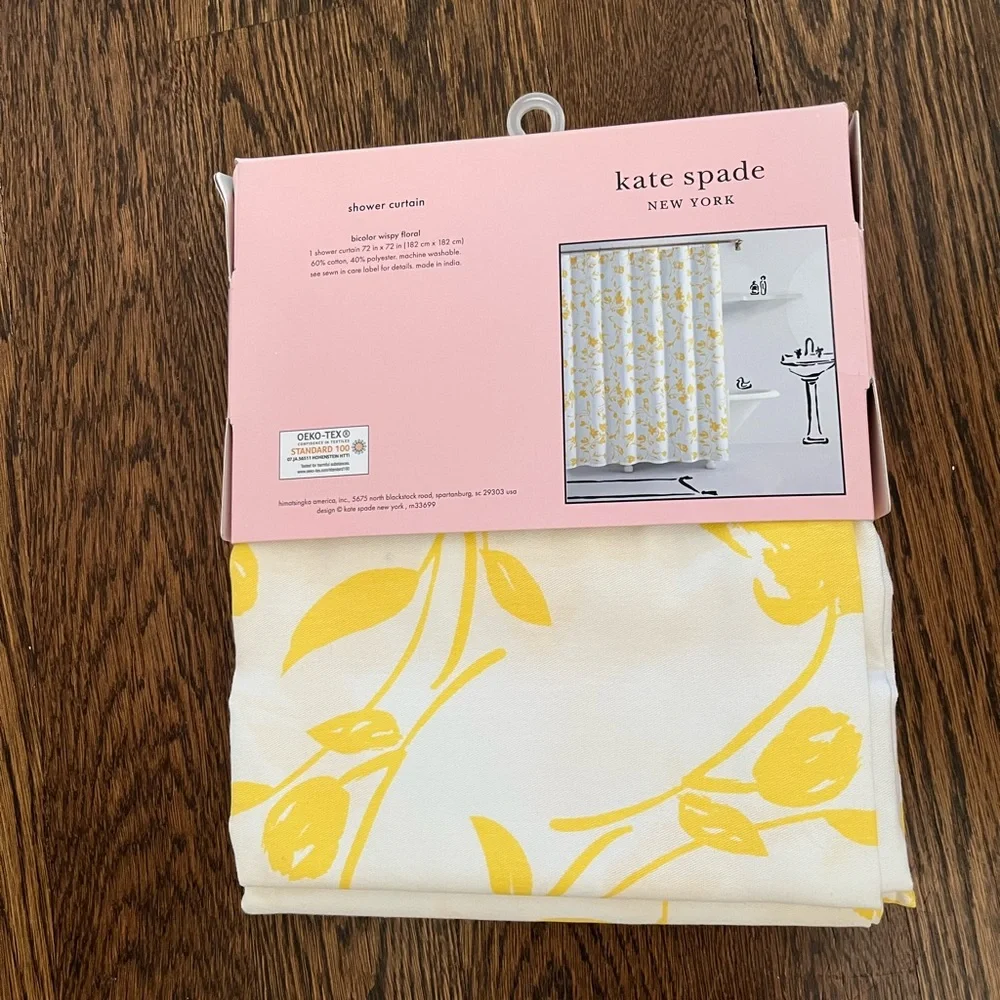 NWT KATE SPADE YELLOW FLOWER SHOWER CURTAIN 72”